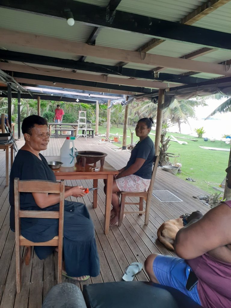 Happy day at lawaki: verandah roof reinforced at its best!